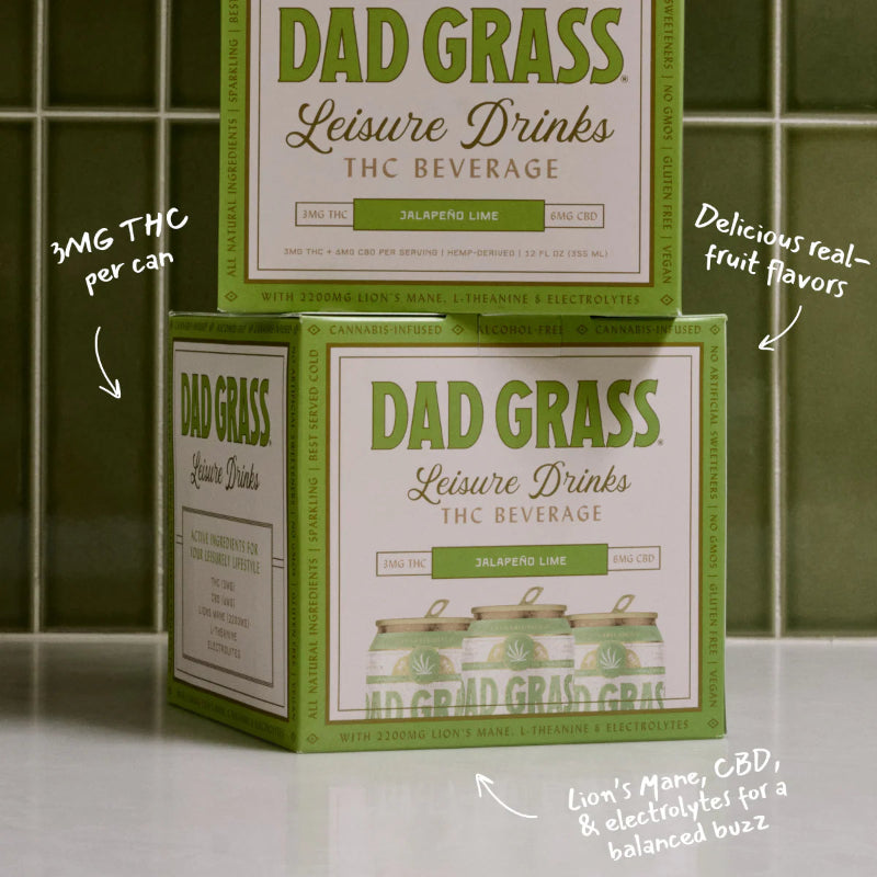 Dad grass Jalapeño Lime cannabis beverage stacked sèchey