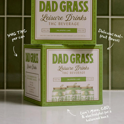 Dad grass Jalapeño Lime cannabis beverage stacked sèchey