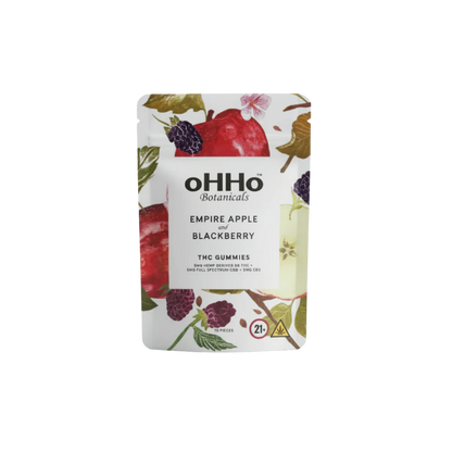 OHHO Botanicals Empire Apple Blackberry THC Gummies packaging on a white background