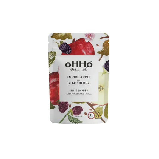 OHHO Botanicals Empire Apple Blackberry THC Gummies packaging on a white background